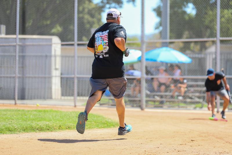 Softball player practicing